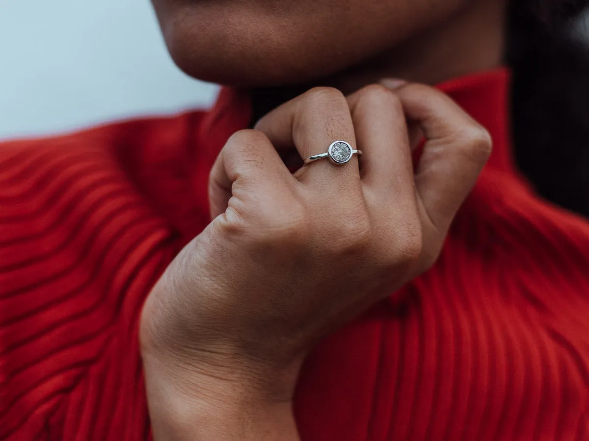 Cove Grey Druzy Silver Ring