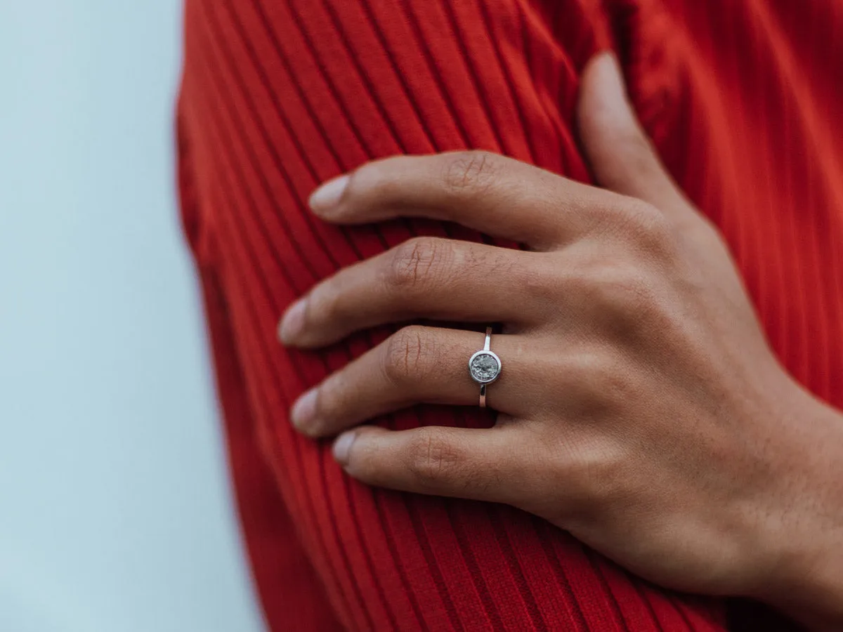 Cove Grey Druzy Silver Ring