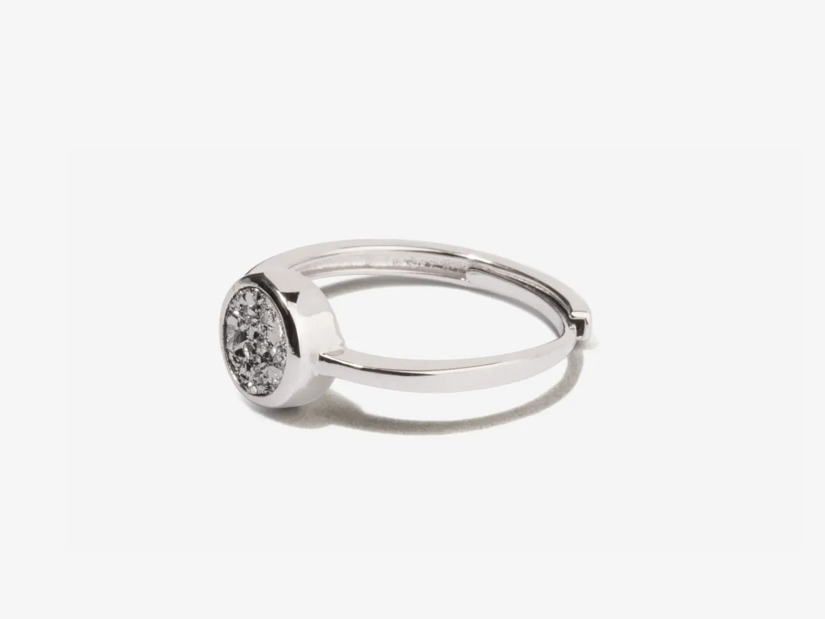 Cove Grey Druzy Silver Ring