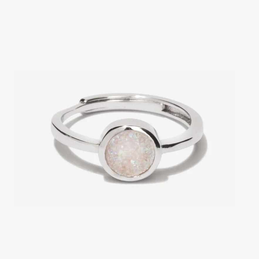 Cove White Druzy Silver Ring