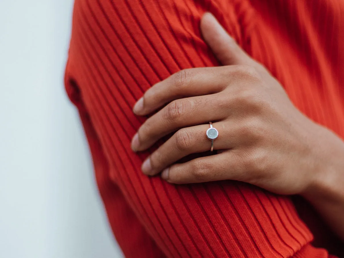 Cove White Druzy Silver Ring