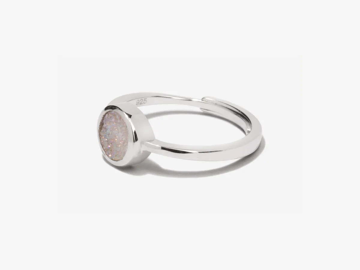 Cove White Druzy Silver Ring