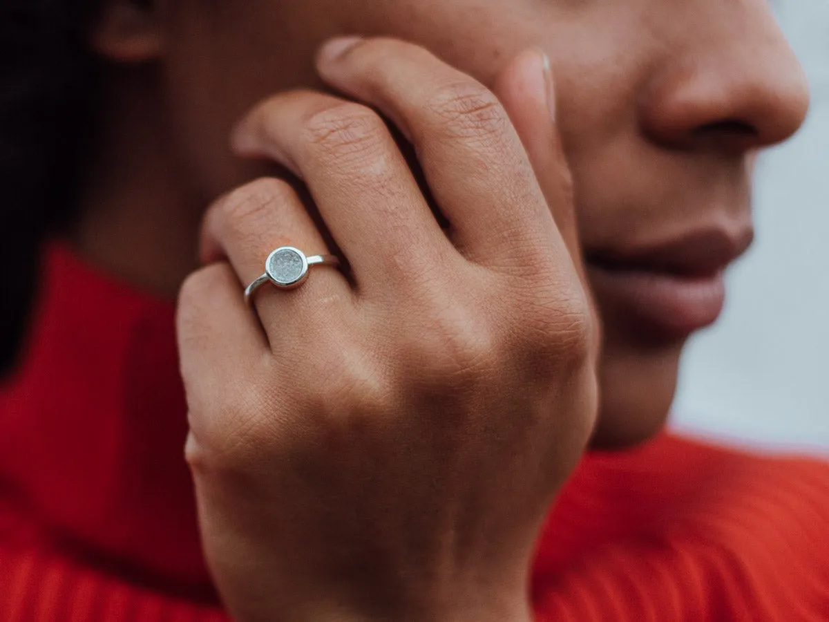 Cove White Druzy Silver Ring