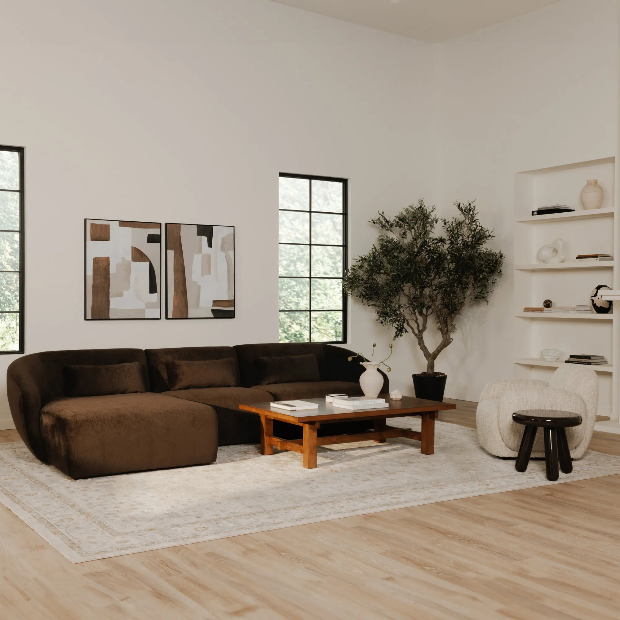 Cozy Modular Lounge Settee in Rich Tones