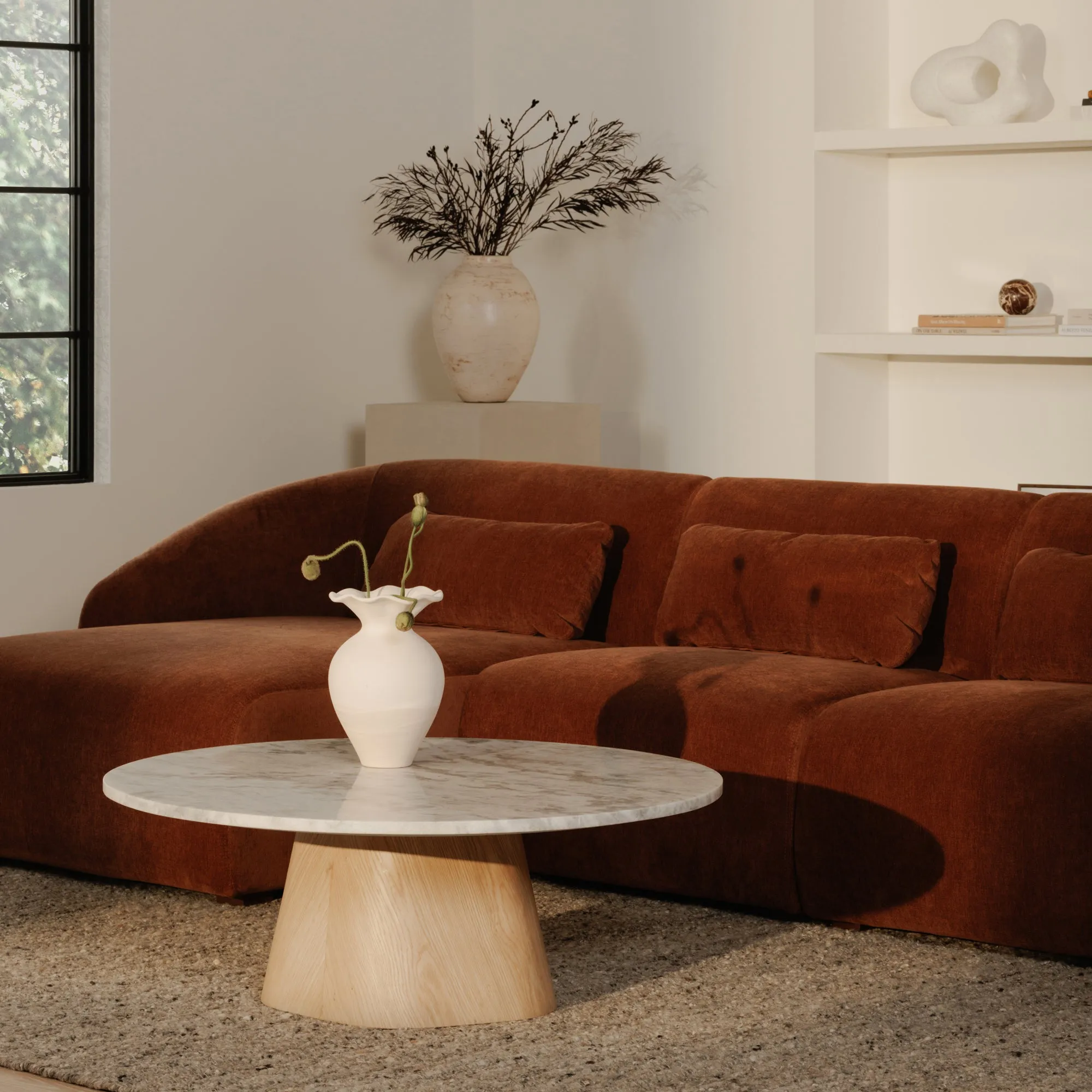 Cozy Modular Lounge Settee in Rich Tones