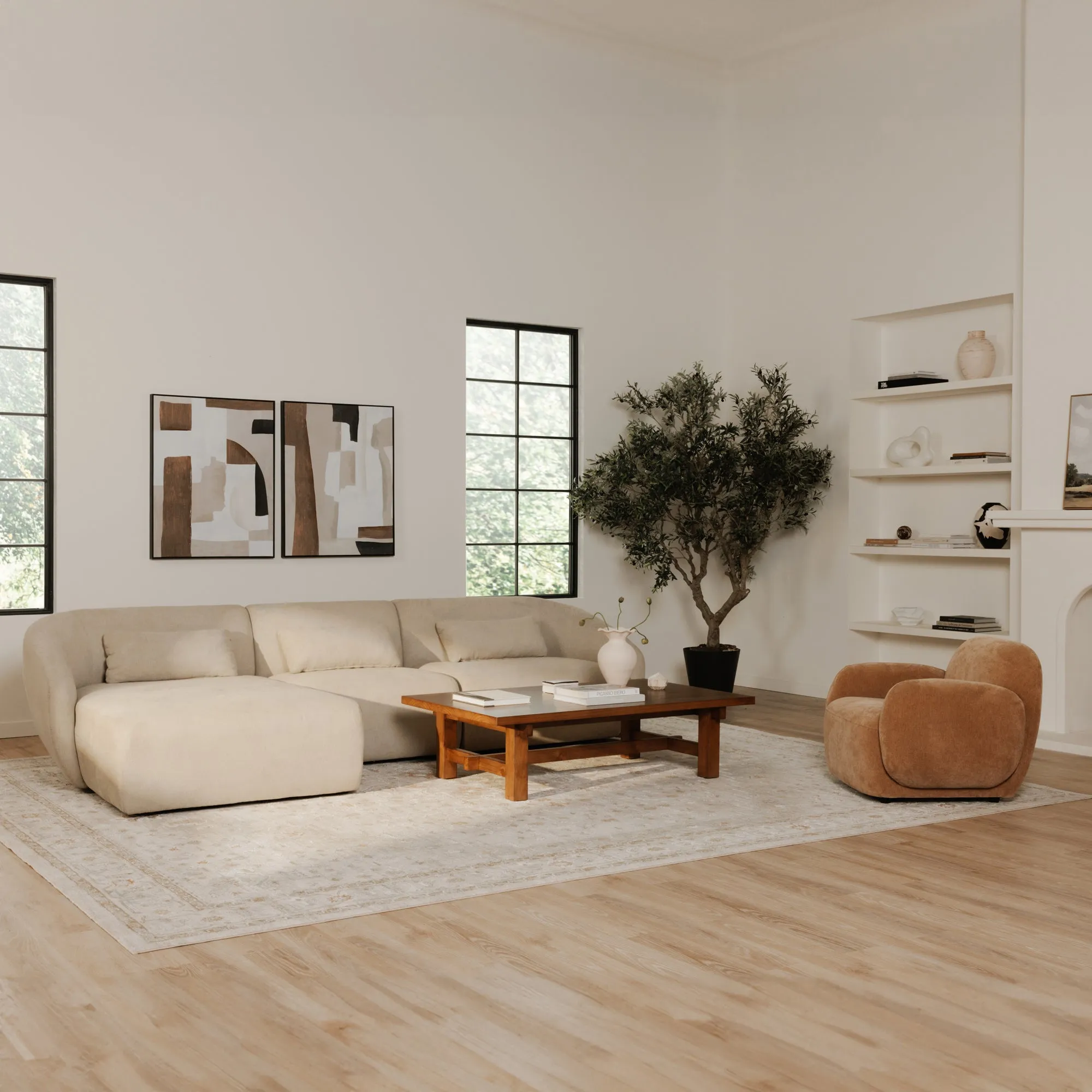 Cozy Modular Lounge Settee in Rich Tones