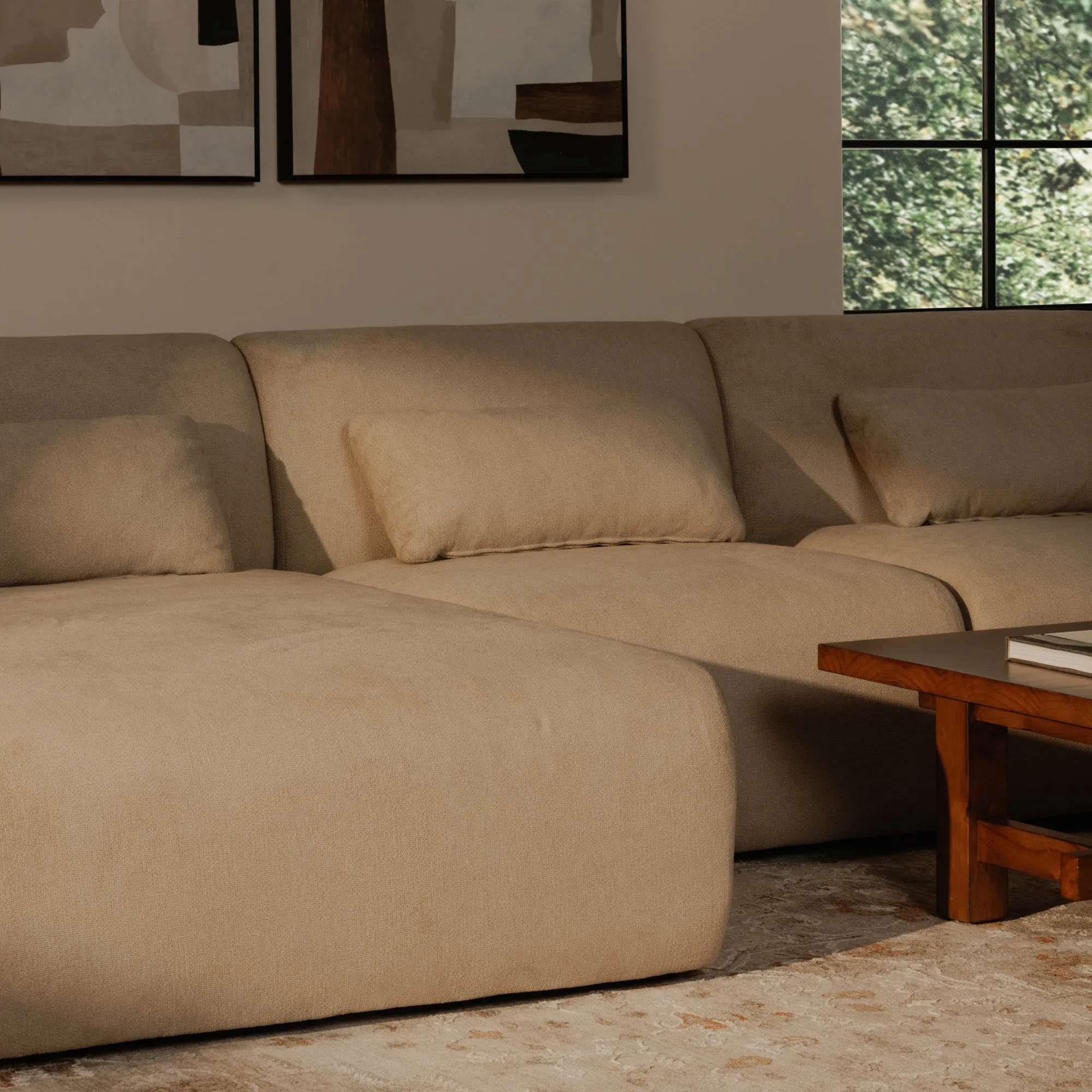 Cozy Modular Lounge Settee in Rich Tones