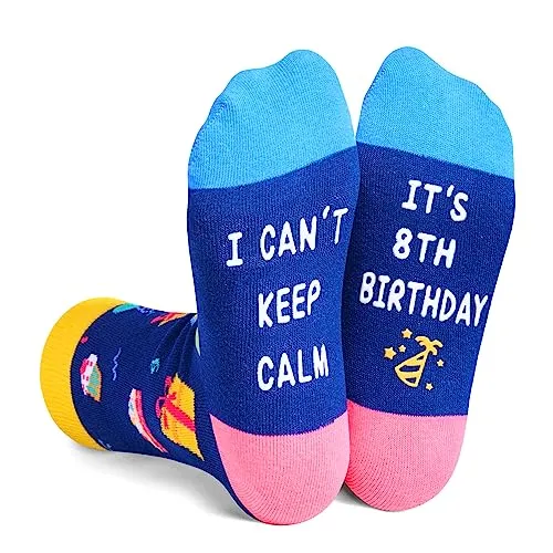 Crazy Funny Birthday Socks for Kids, Top Best Cool Birthday Gifts for 8 Year Old Boys Girls, 8 Year Old 8 Yr Old Girl Boy Gift Ideas