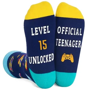 Crazy Funny Birthday Socks for Teenage Boys Girls, Top Best Cool Birthday Gifts for 15 Year Old Boys Girls, 15 Year Old 15 Yr Old Girl Boy Gift Ideas
