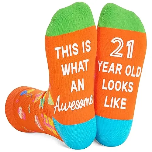 Crazy Silly 21th Birthday Socks Funny Gift Idea for Men Women Unique 21th Birthday Gift for Him and Her, Presents for 21 Year Old Men Women