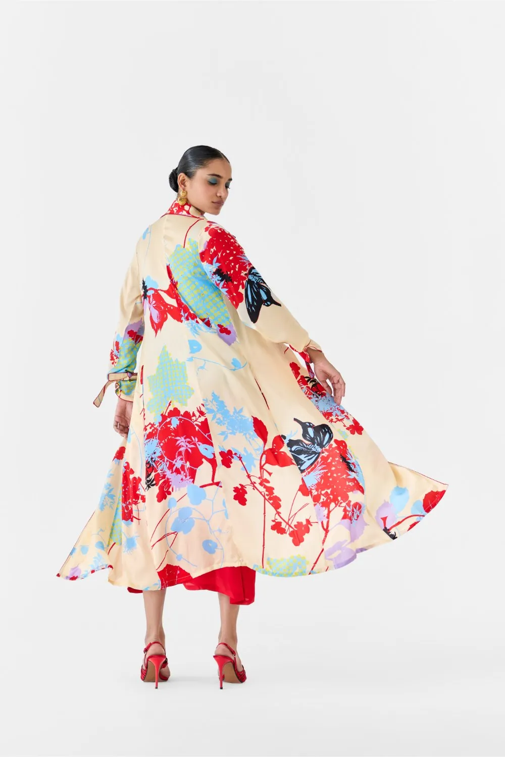 CREAM IKIGAI TRENCH COAT WITH OMBRE SLIP