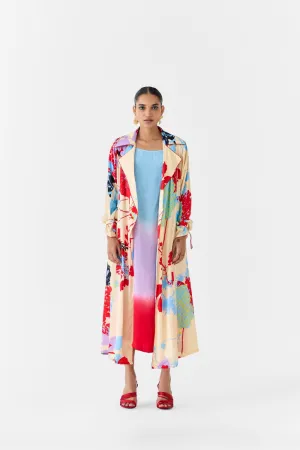 CREAM IKIGAI TRENCH COAT WITH OMBRE SLIP