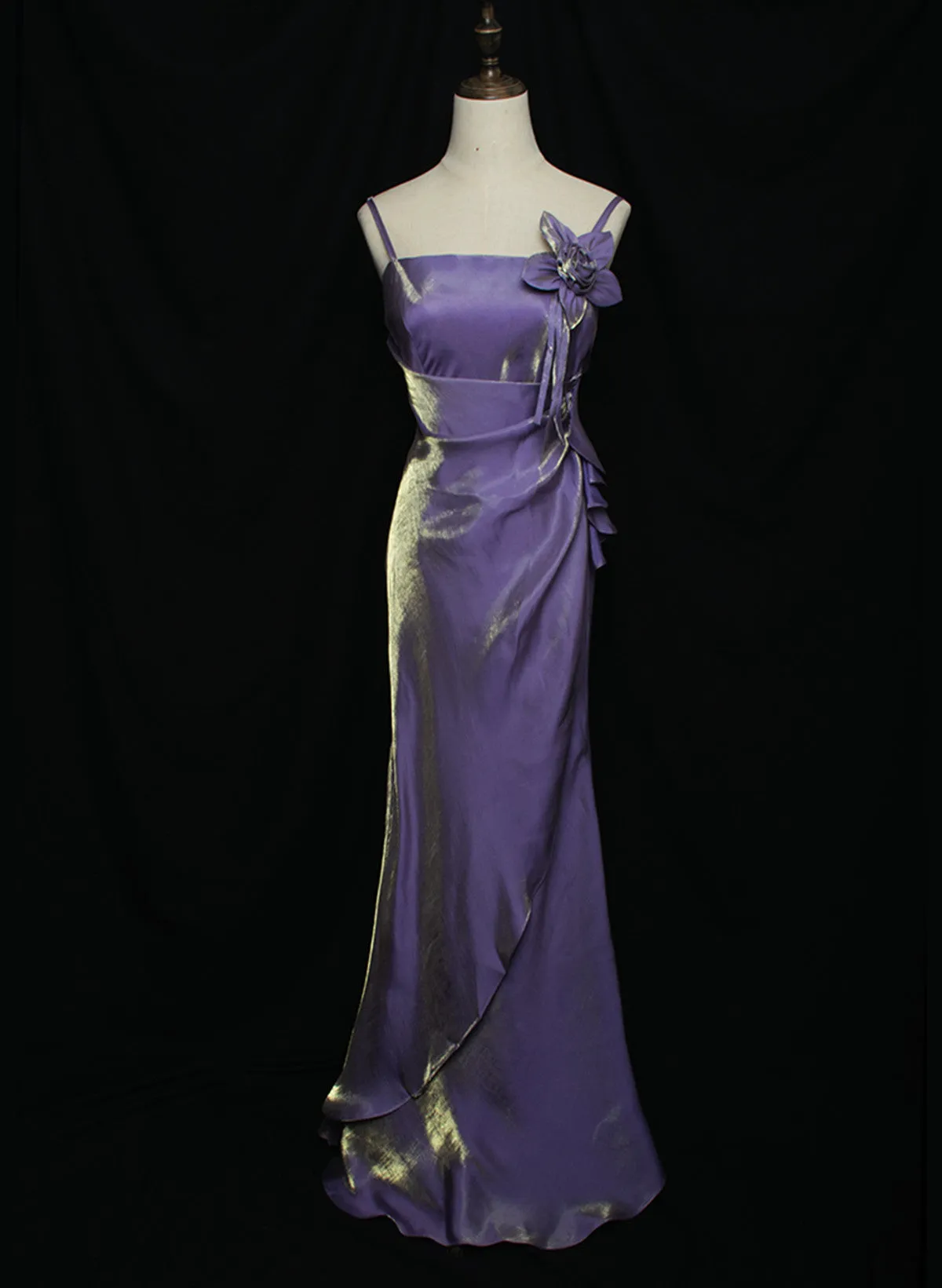 Cute Straps Simple Long Party Dress, A-line Floor Length Evening Dress