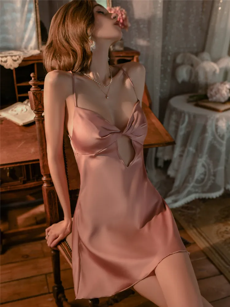 Cutout Knot Slip Dress