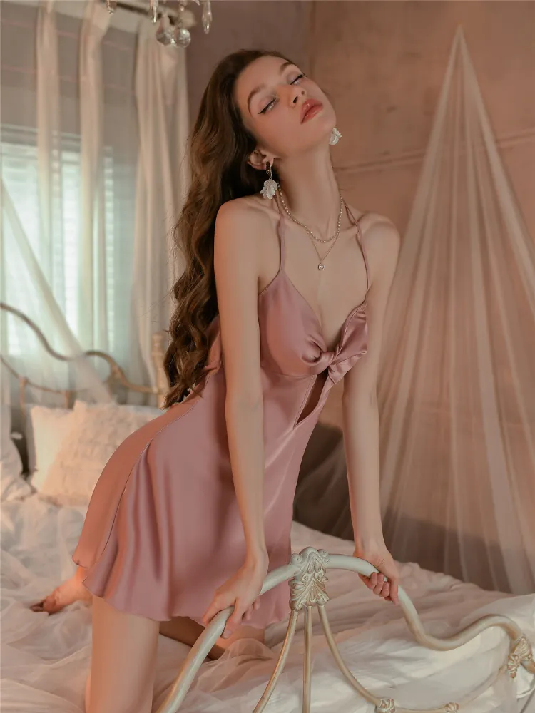 Cutout Knot Slip Dress