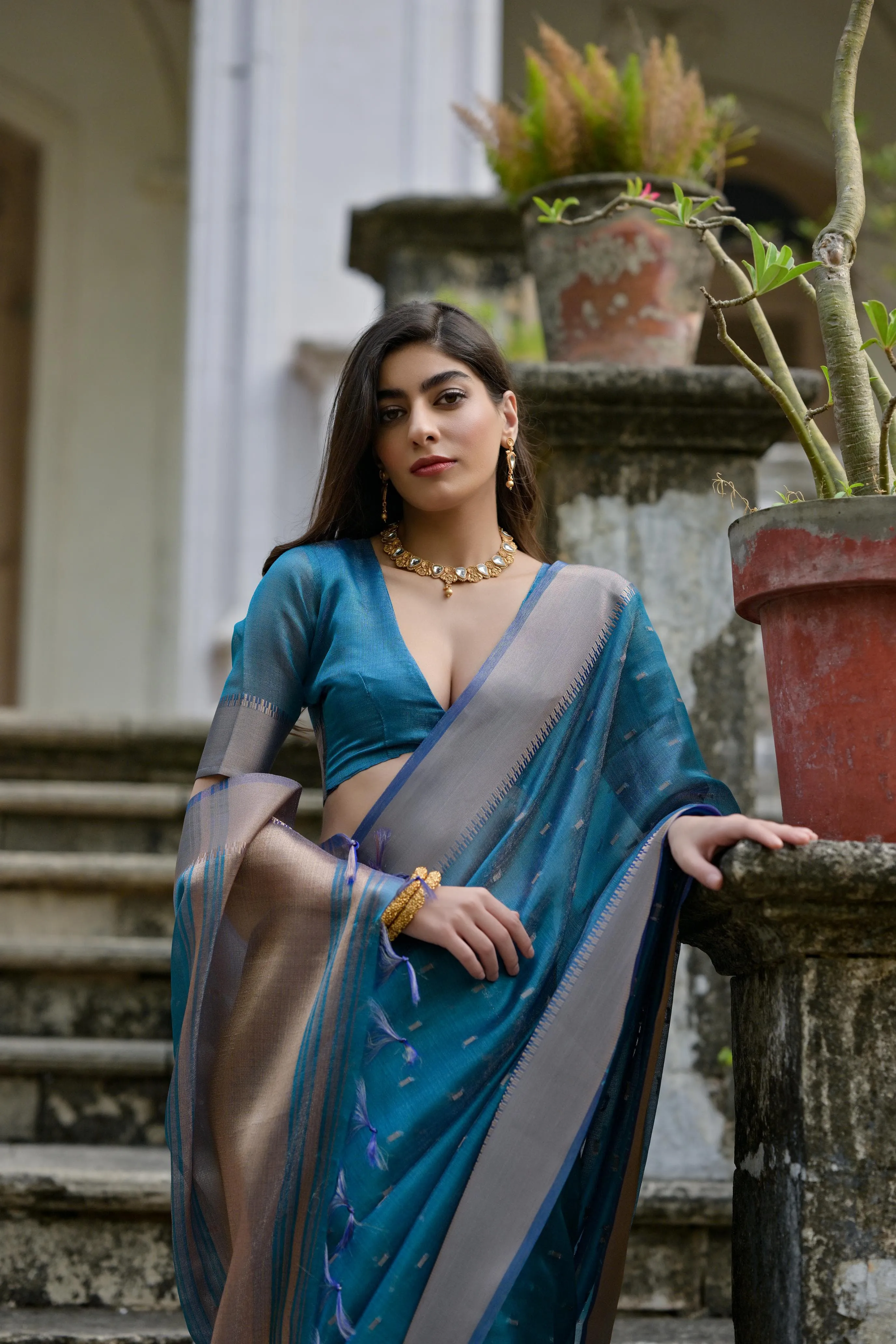 Cyan Blue Soft Kalyani Silk Saree