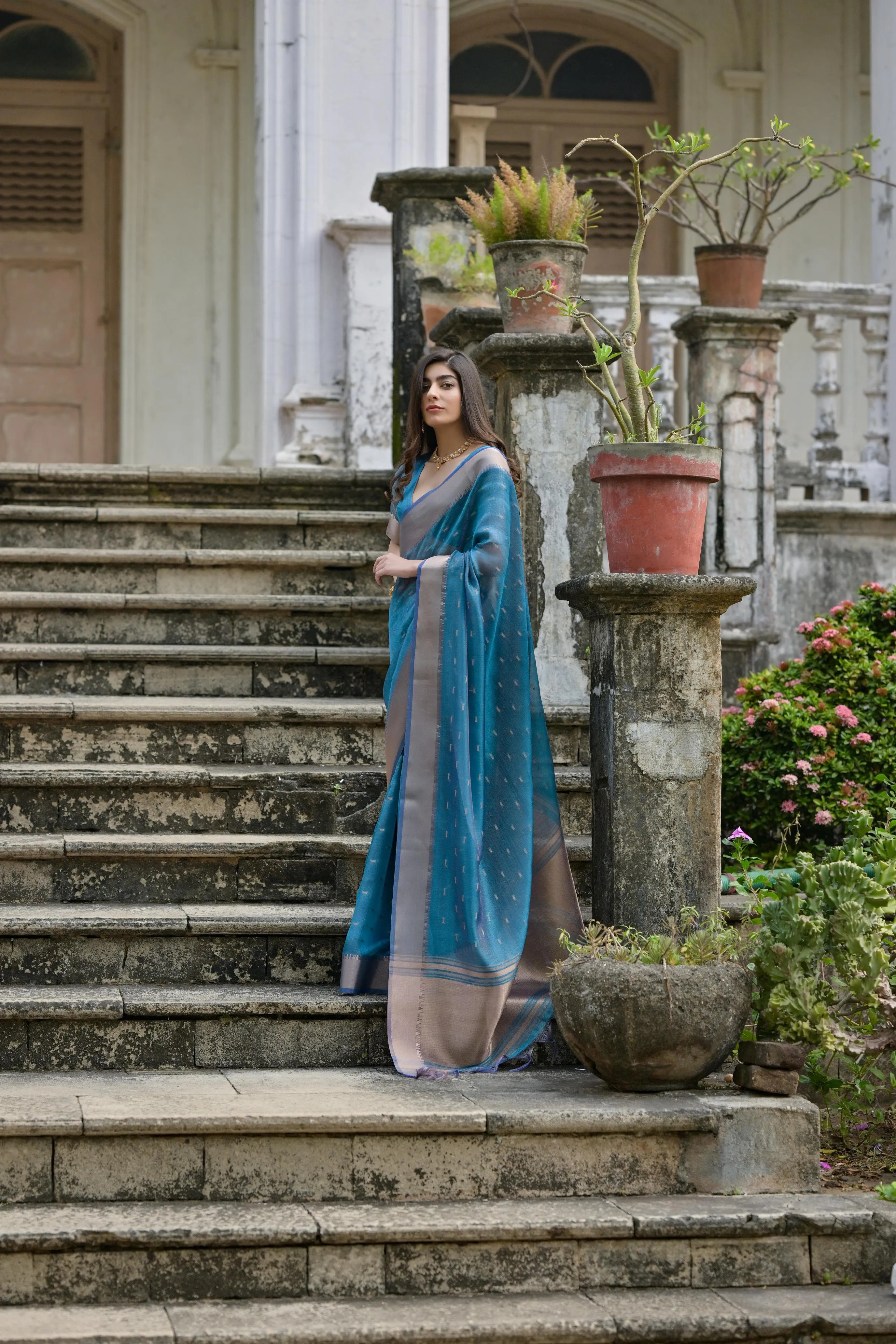 Cyan Blue Soft Kalyani Silk Saree