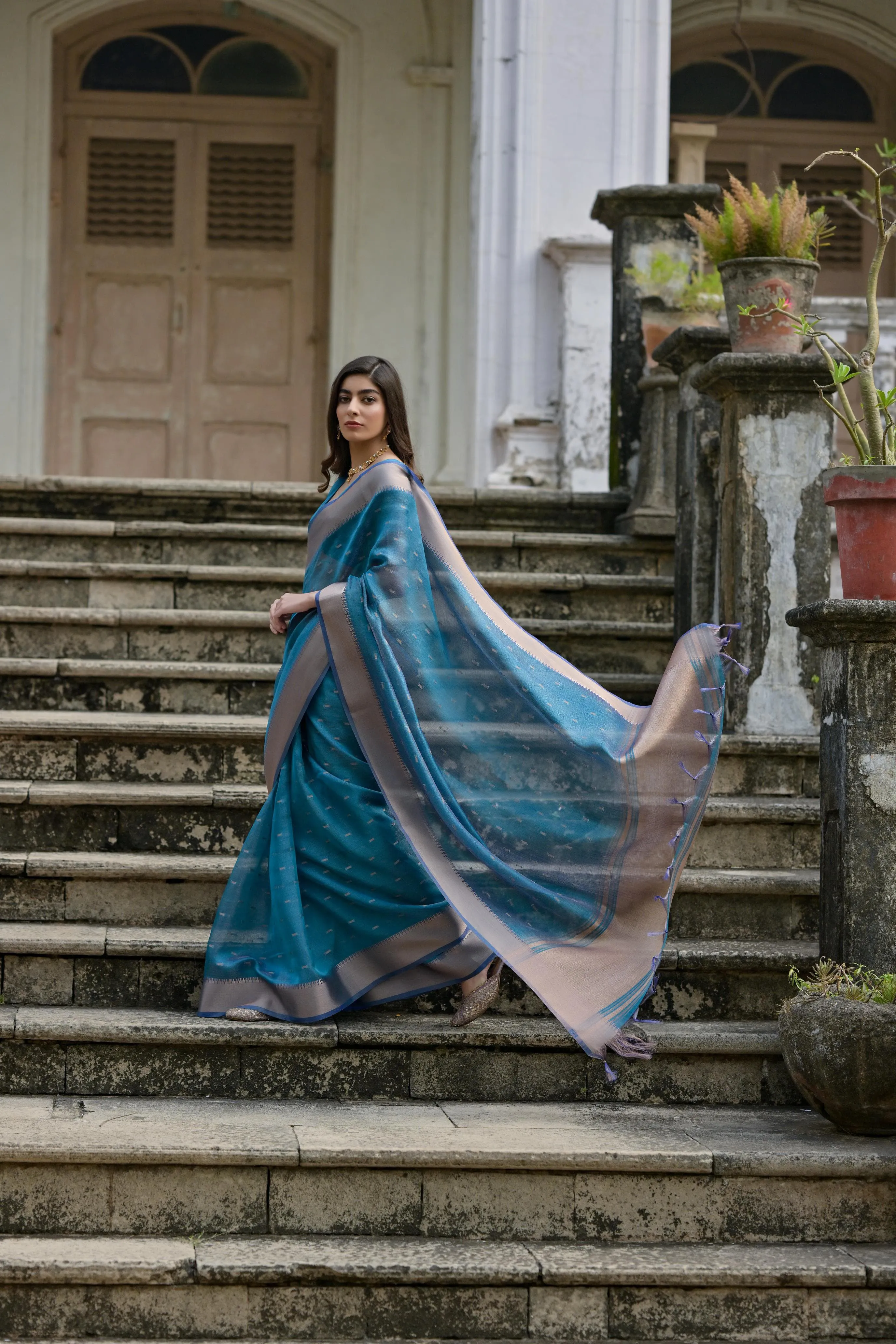 Cyan Blue Soft Kalyani Silk Saree