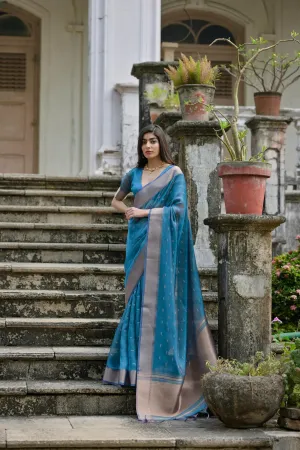 Cyan Blue Soft Kalyani Silk Saree