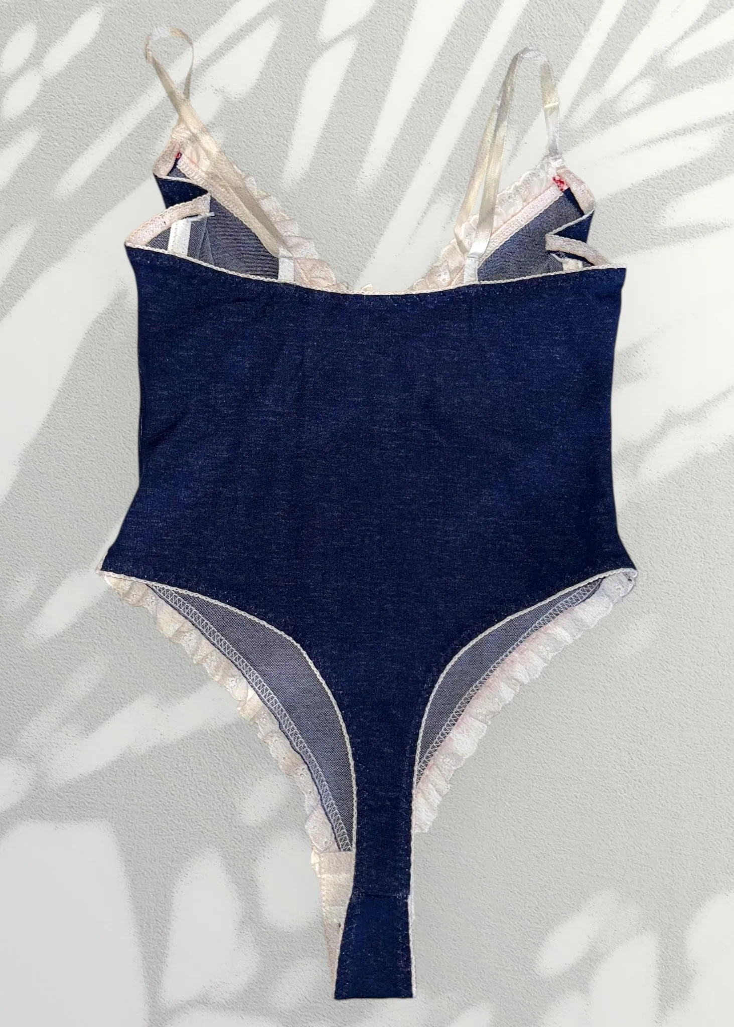 Daisy Duke Romantic Denim Underwire Thong Bodysuit - Vintage & USA Made