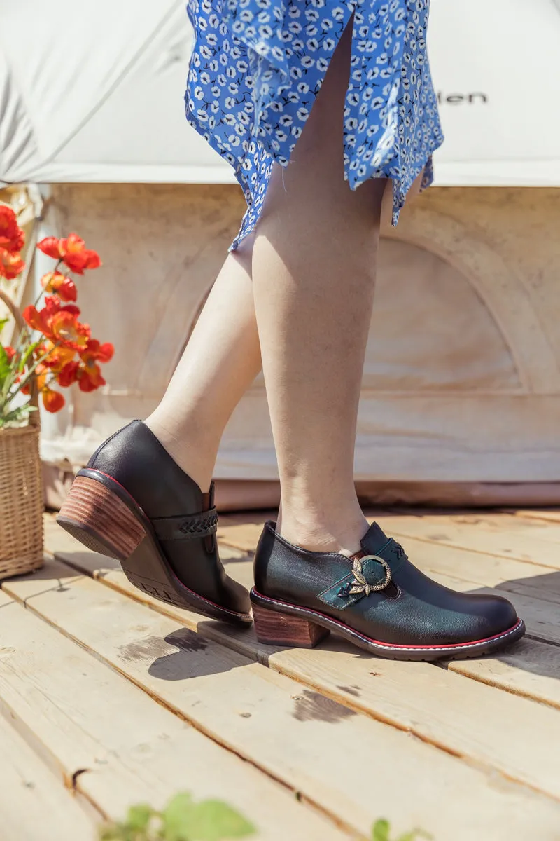 Dark Green Leather Bootie
