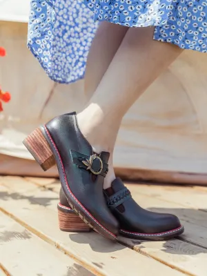 Dark Green Leather Bootie