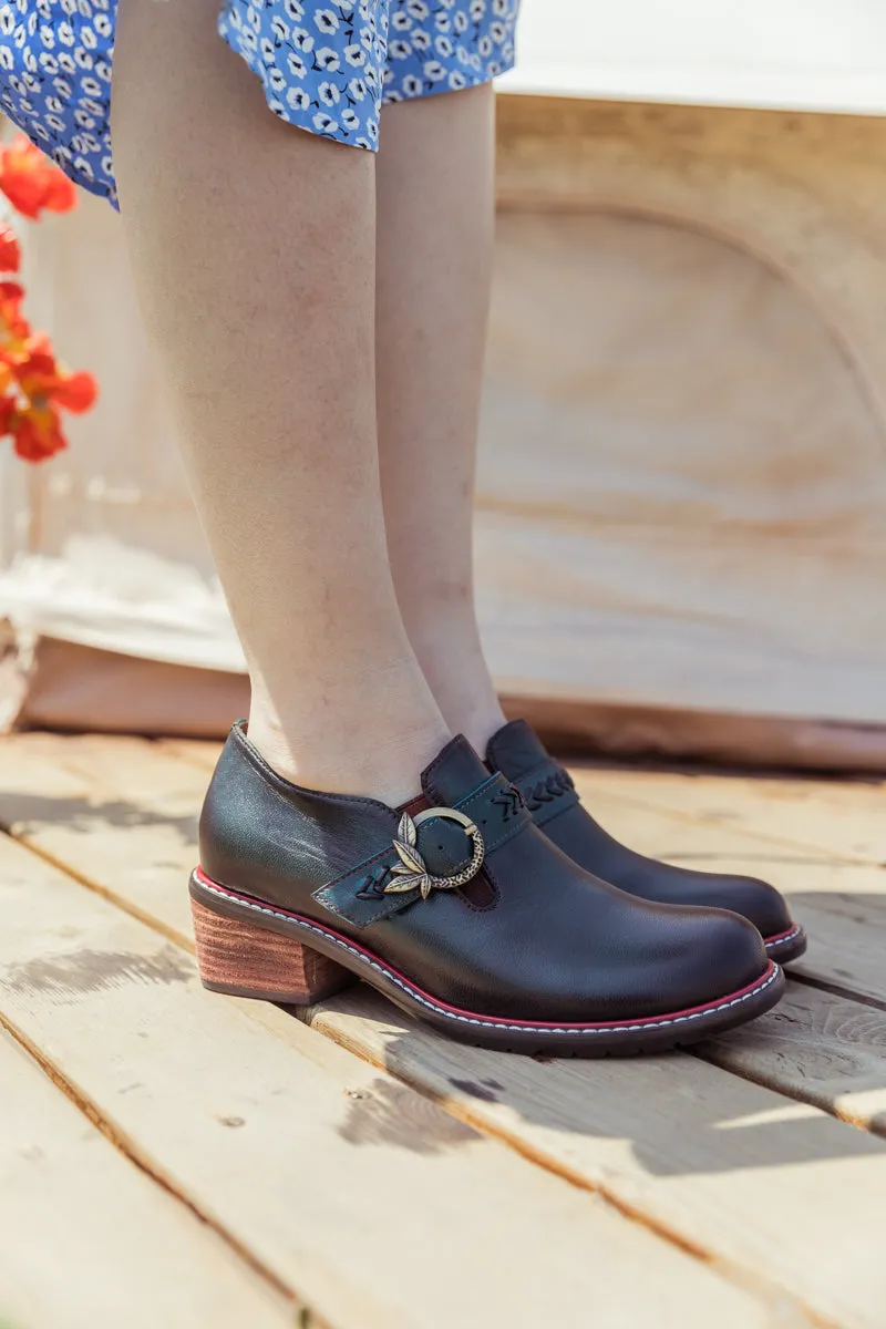 Dark Green Leather Bootie