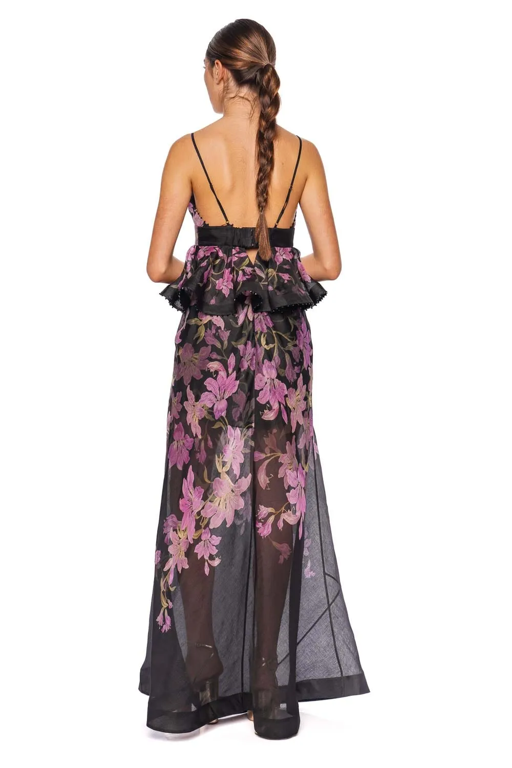Dawning Black Lily Ruffle Slip Gown