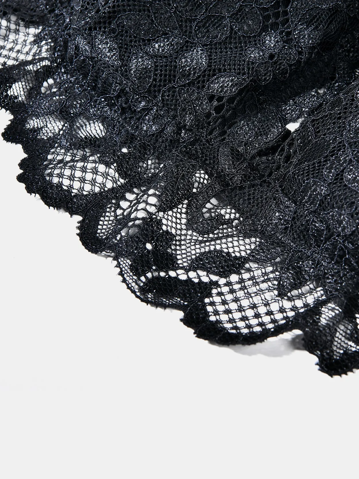Deep V Plunge Wirefree Lace Floral Bralette Black