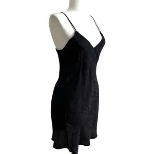 Delicates Y2K 100% Silk Slip Dress S Black Mini Fairy Grunge Whimsigoth Witchy