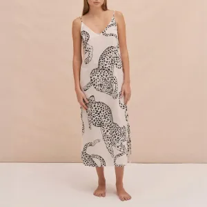 DESMOND & DEMPSEY The Jag Print Slip Nightie in Cream