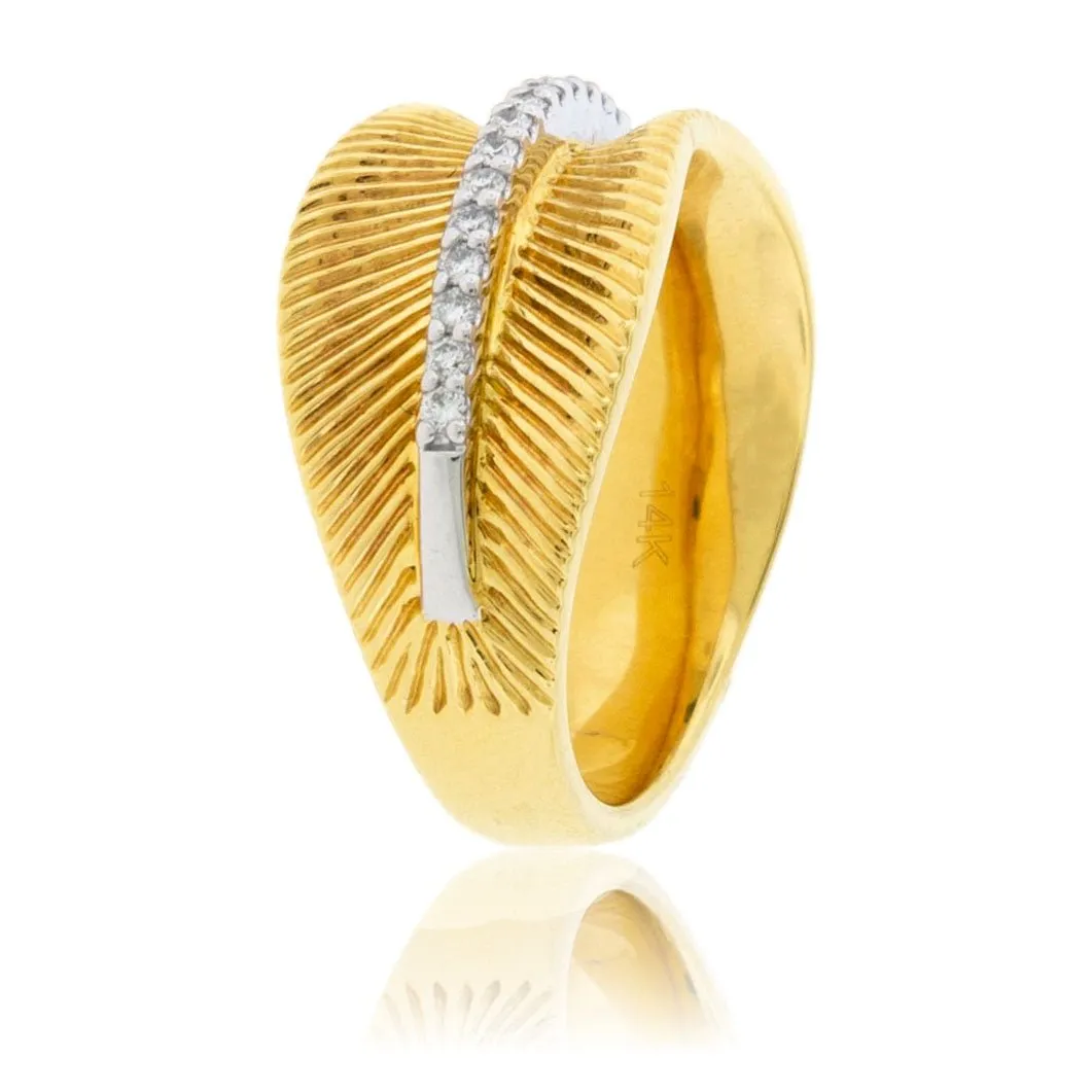 Diamond Accented & Gold Texture Band