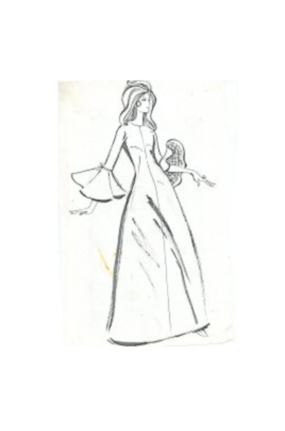 Documented 1960s Sybil Connolly 'Cream Puff' Extravagant Sleeve Dress