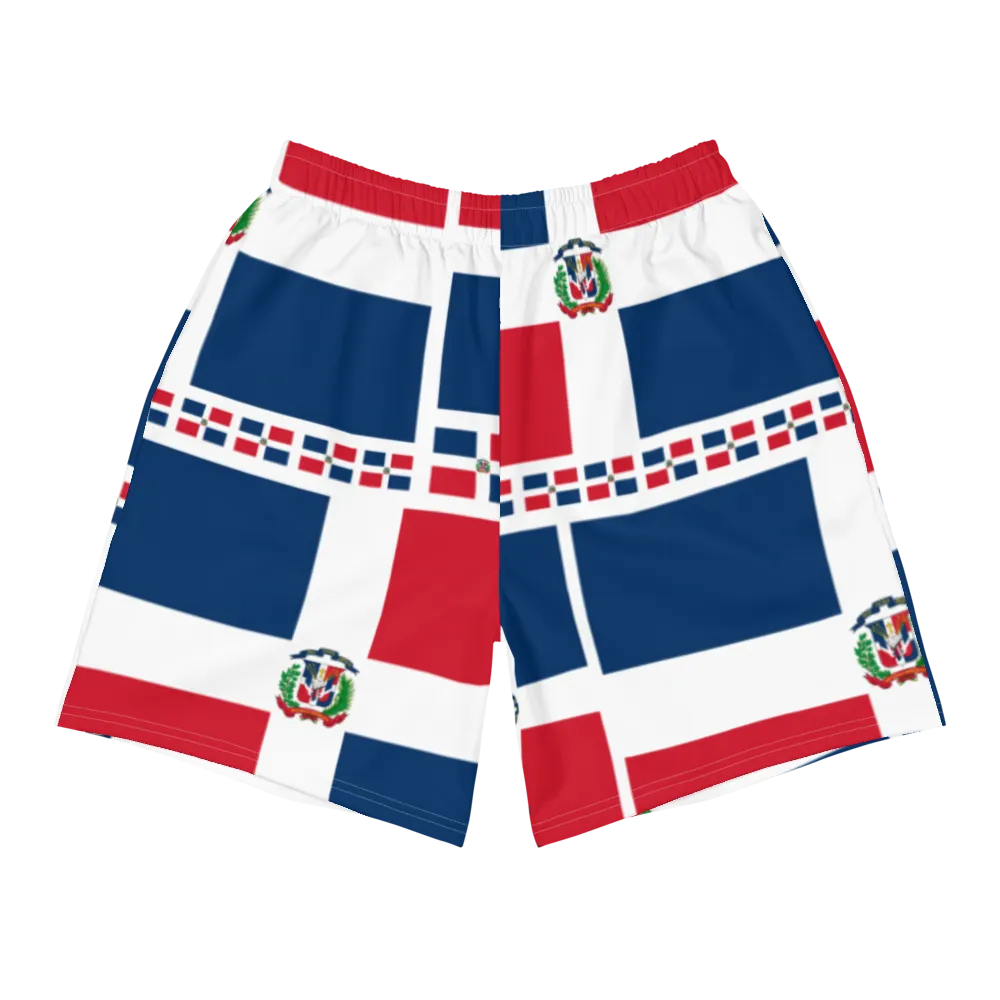 Dominican Republic Flag All-Over Collage Men's Athletic Long Shorts Swimsuit