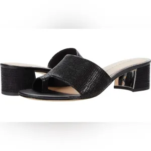 Donald Pliner Melros - size 9 pebbled metallic black sandals with box -so classy