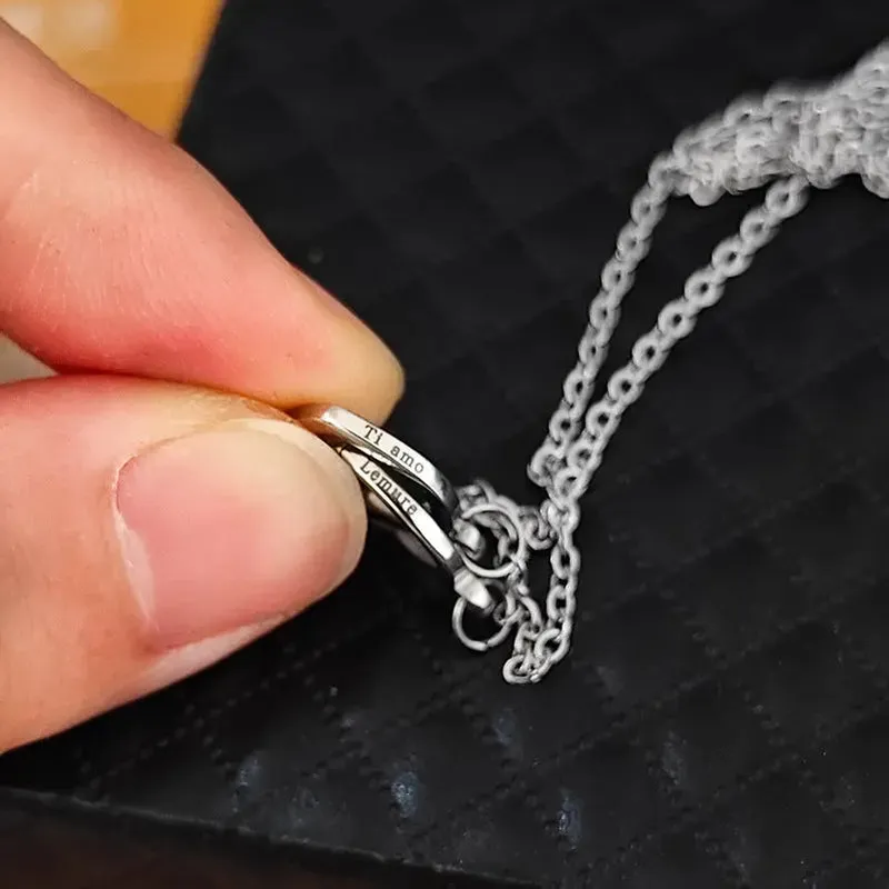 Double Heart Name Necklace - Couples Necklace