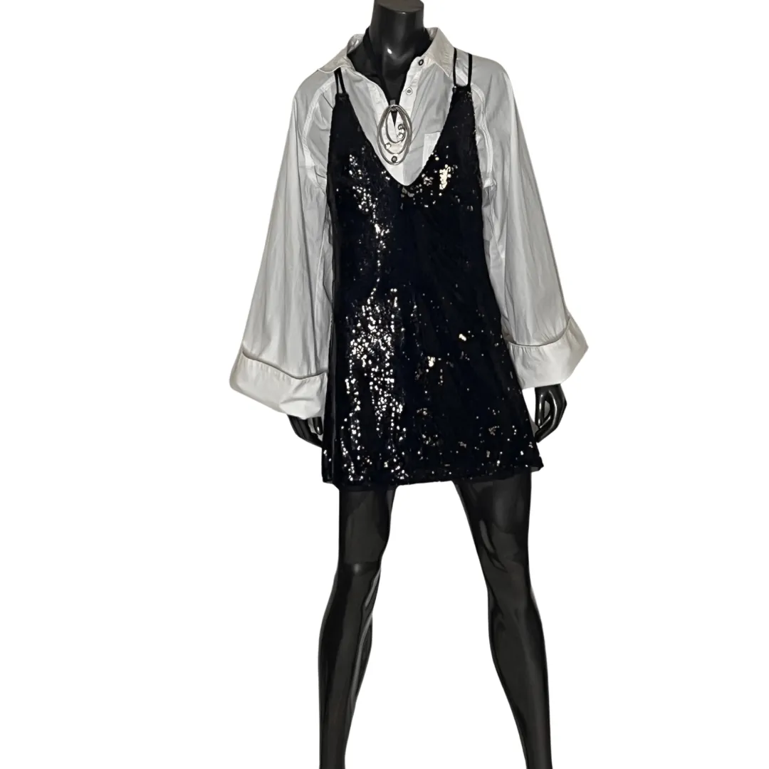 Double Take Sequin Mini Slip Dress