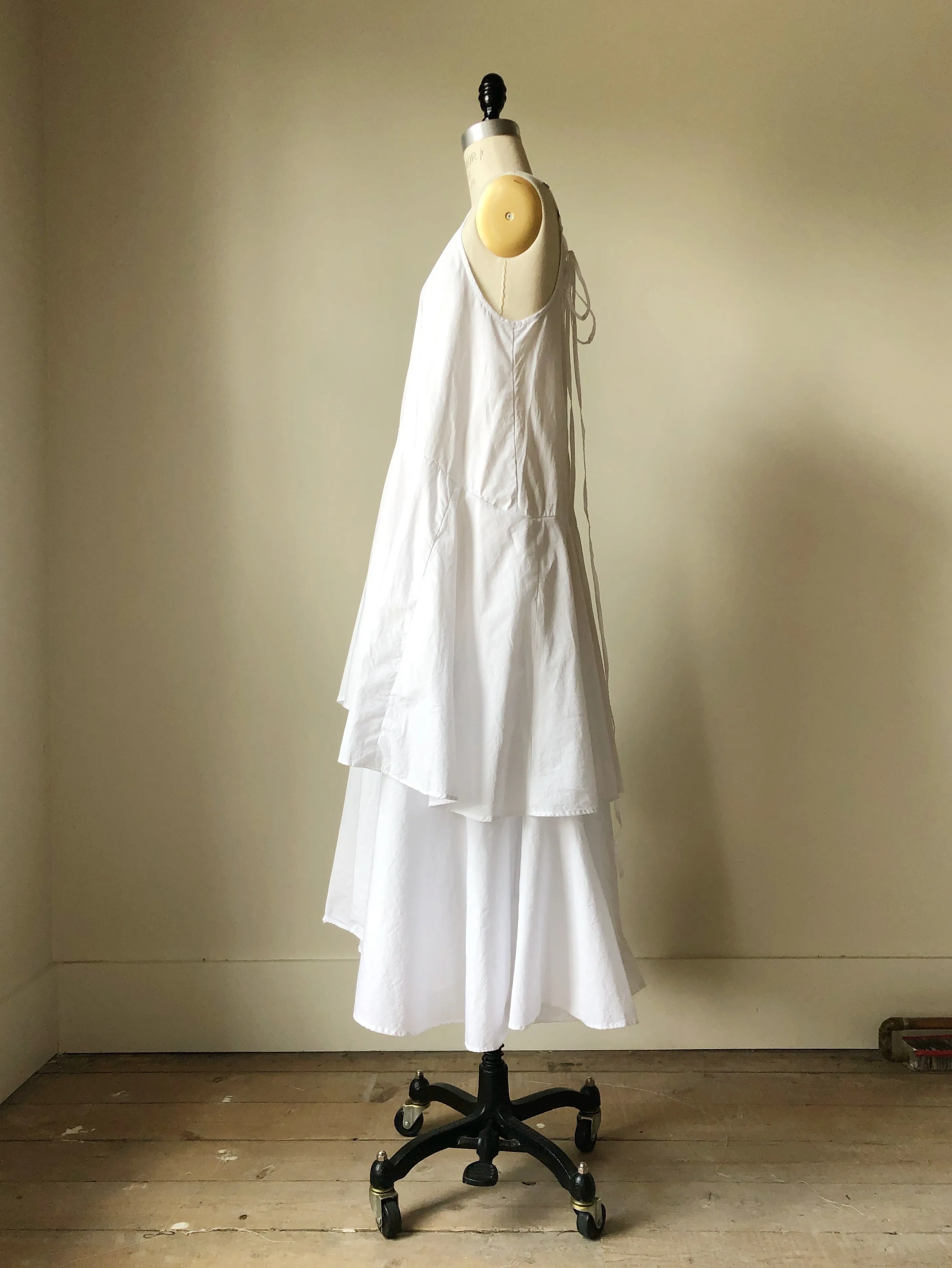 double tier cotton slip dress with ties