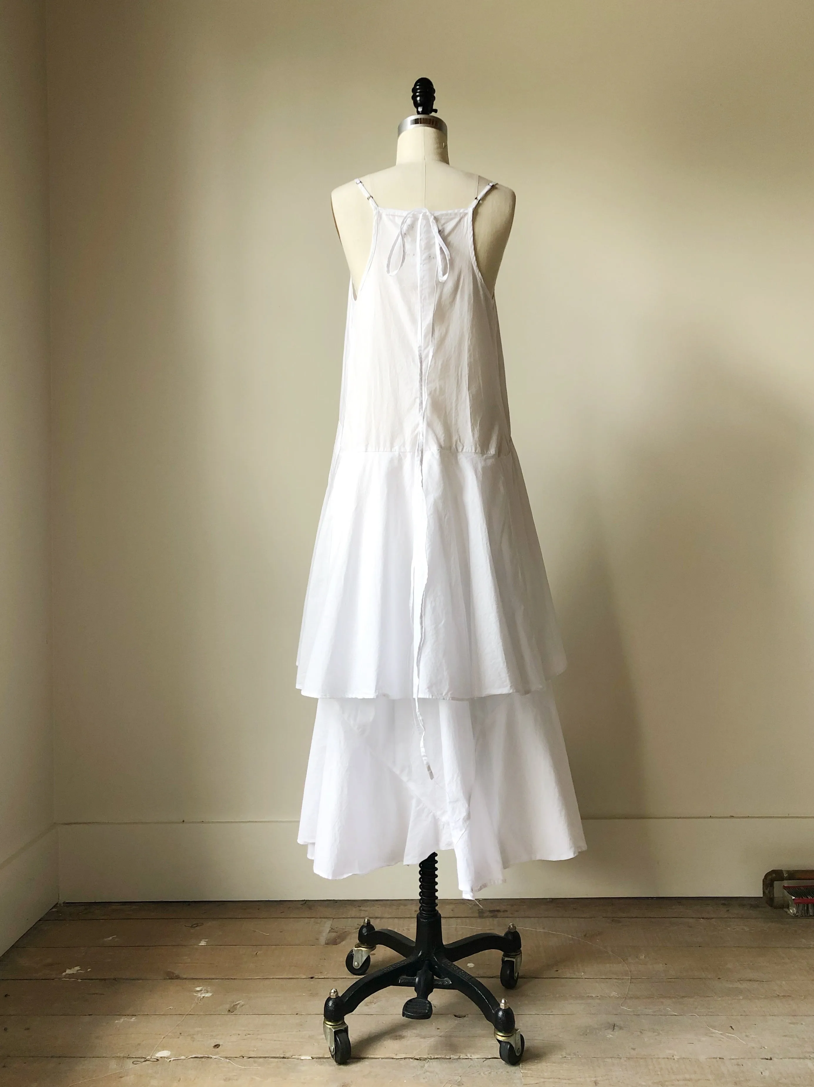 double tier cotton slip dress with ties