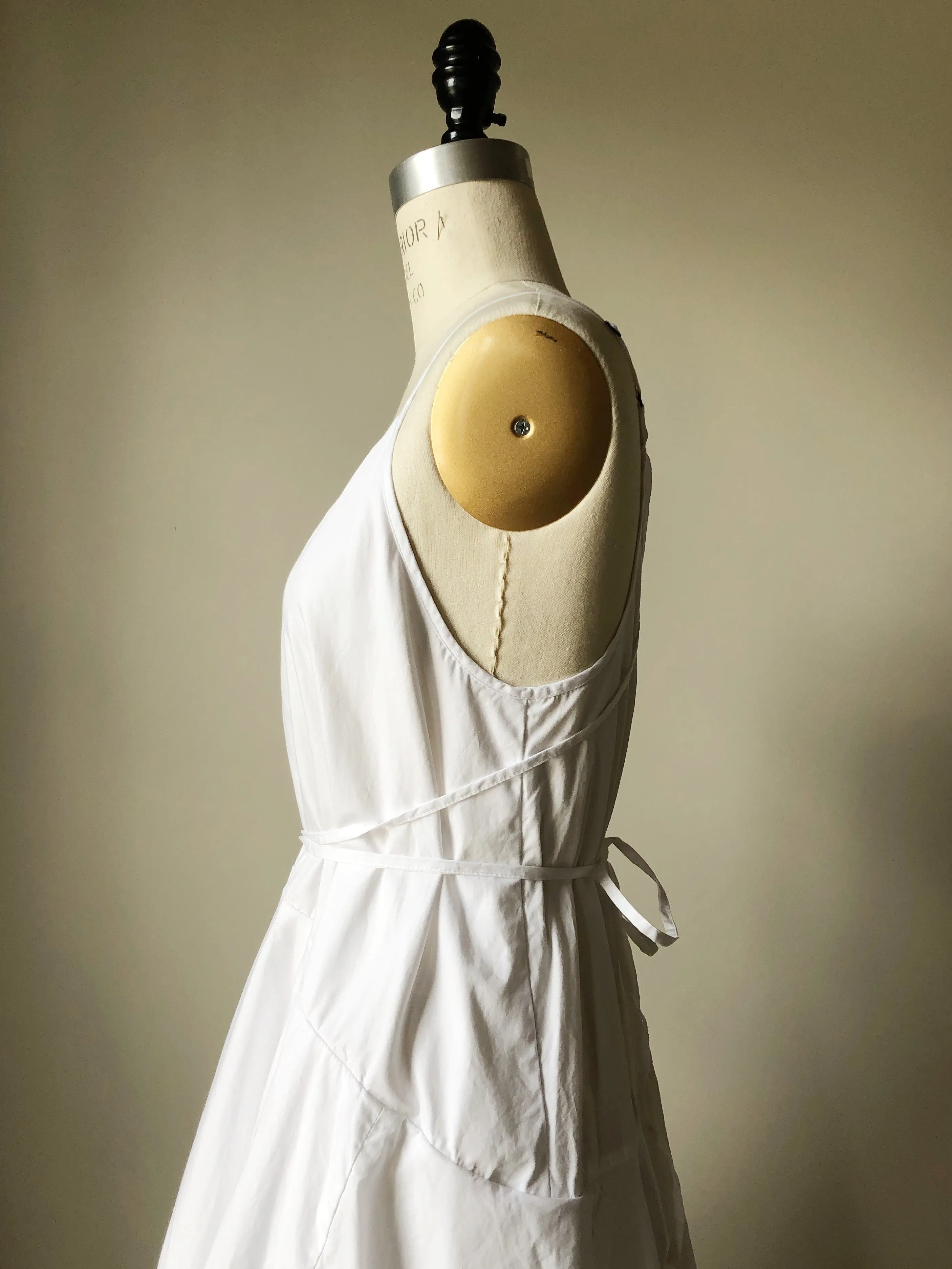 double tier cotton slip dress with ties