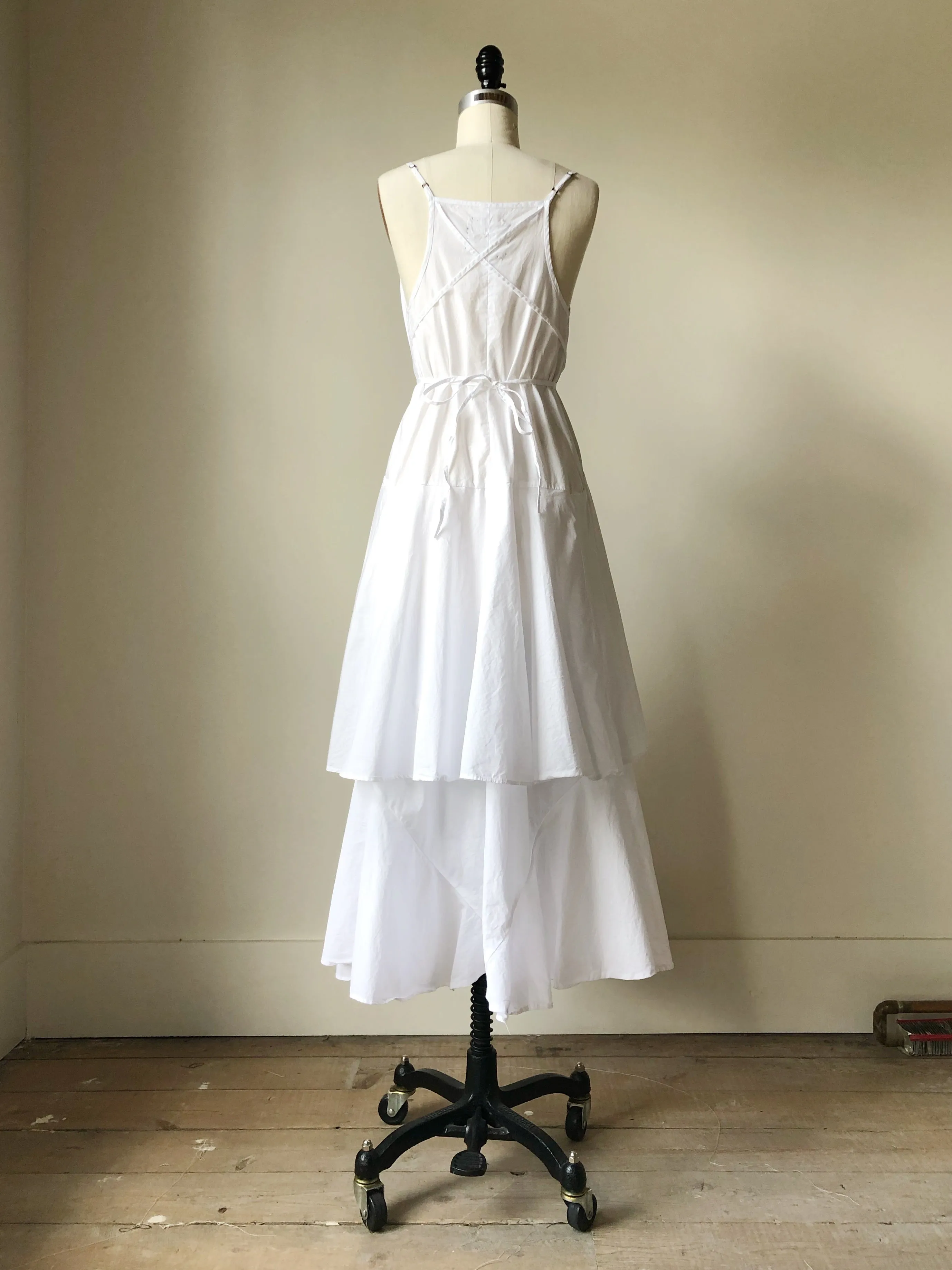 double tier cotton slip dress with ties