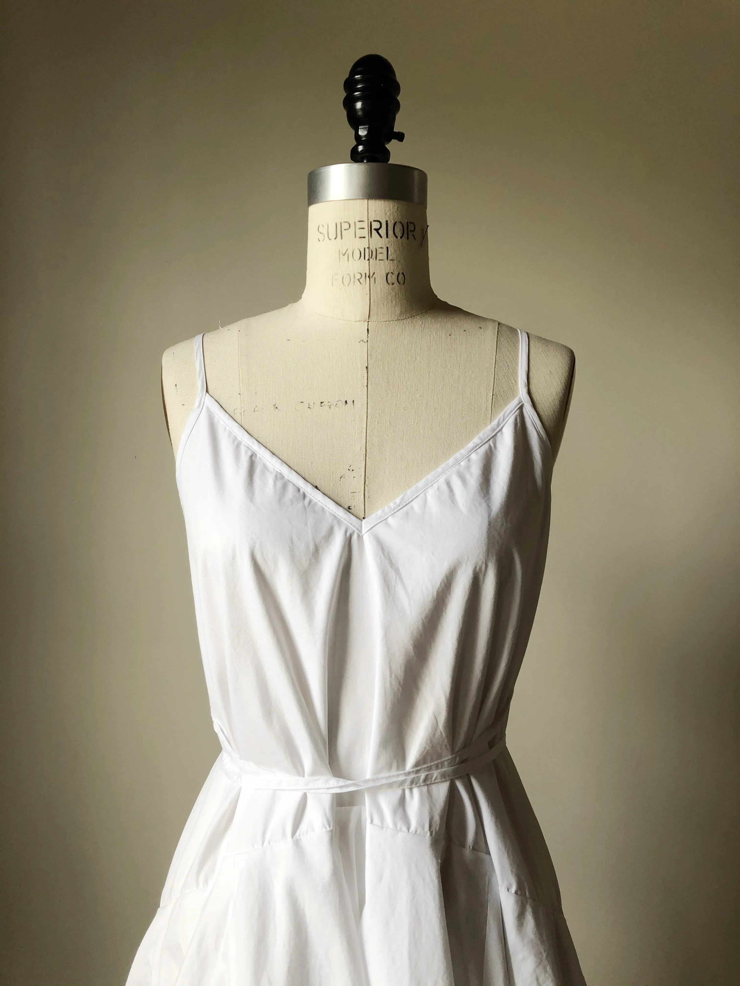 double tier cotton slip dress with ties