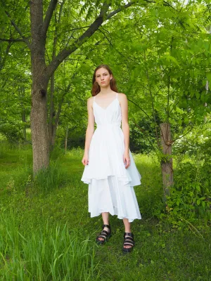 double tier cotton slip dress with ties