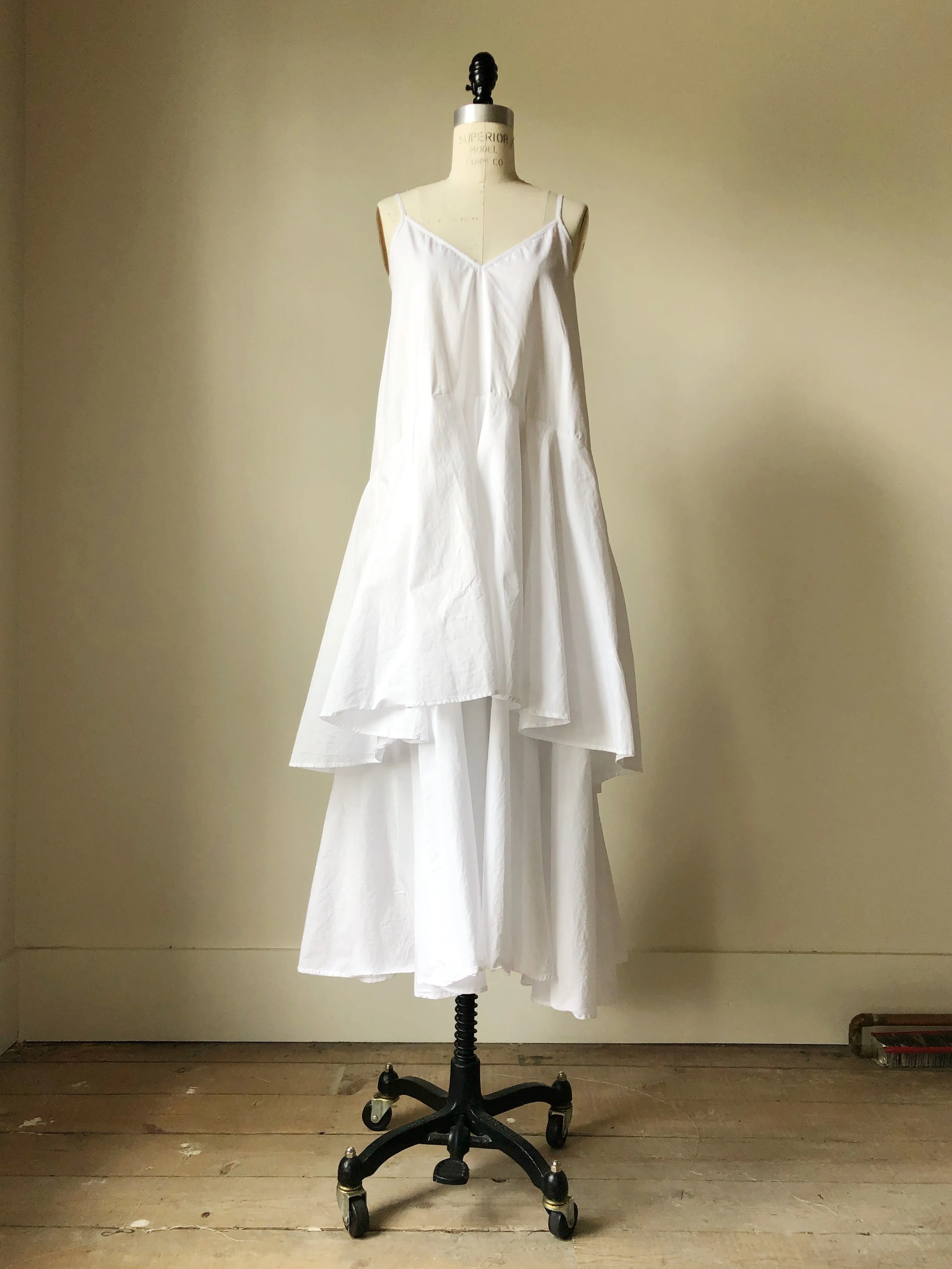 double tier cotton slip dress with ties