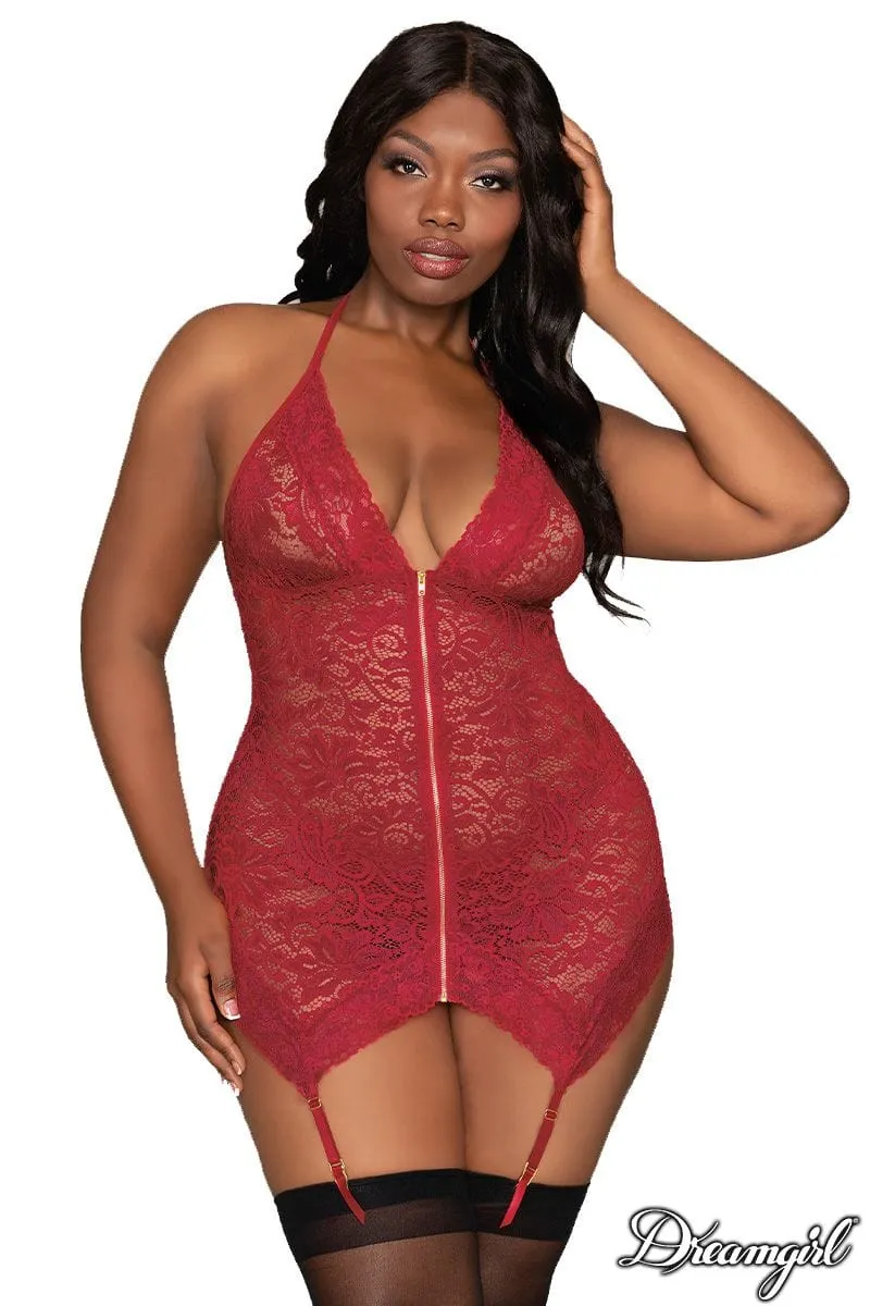 Dreamgirl Zipper Garter Slip