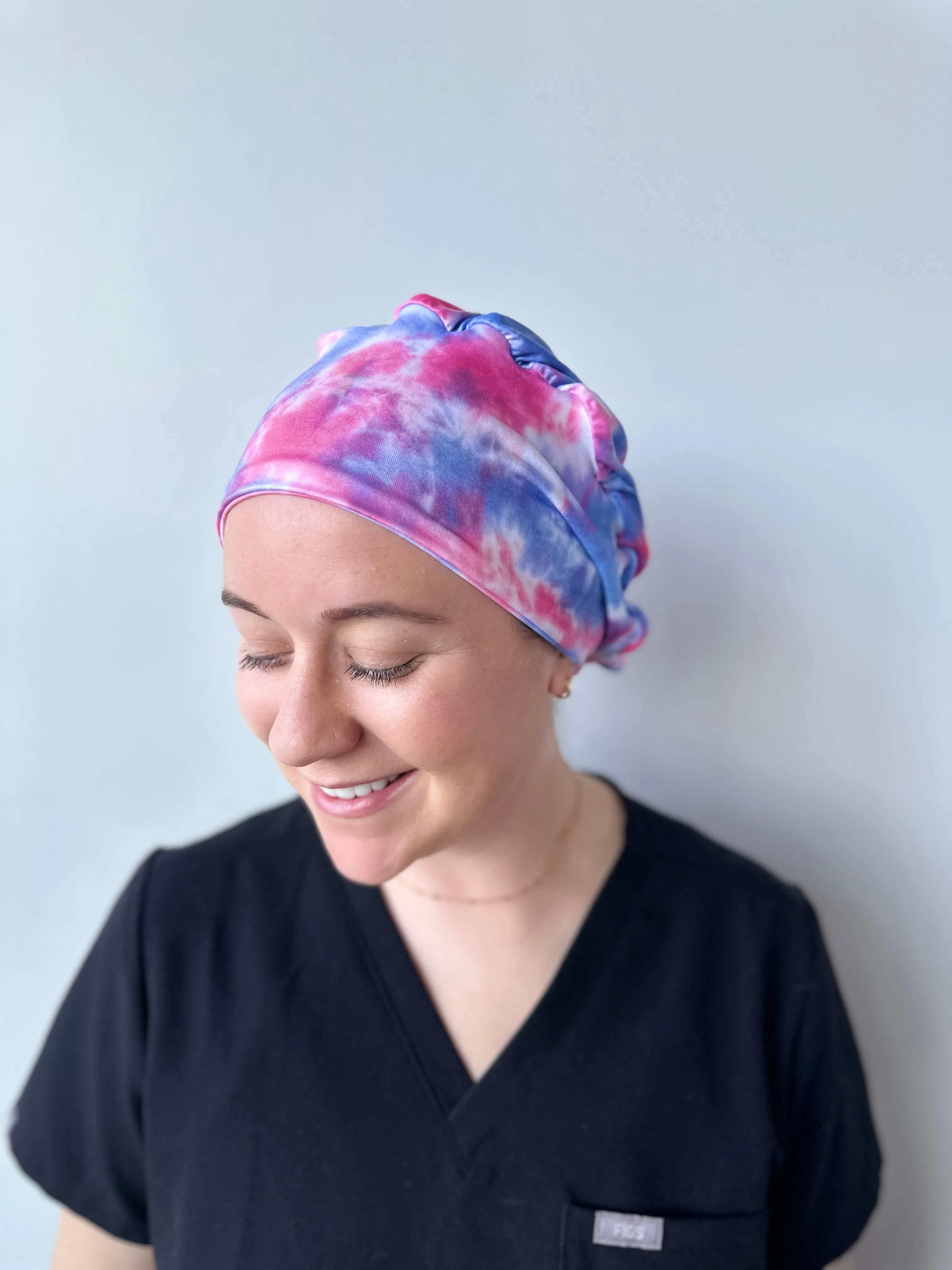 DuoStyle Scrub Hat - Blue & Pink Tie Dye