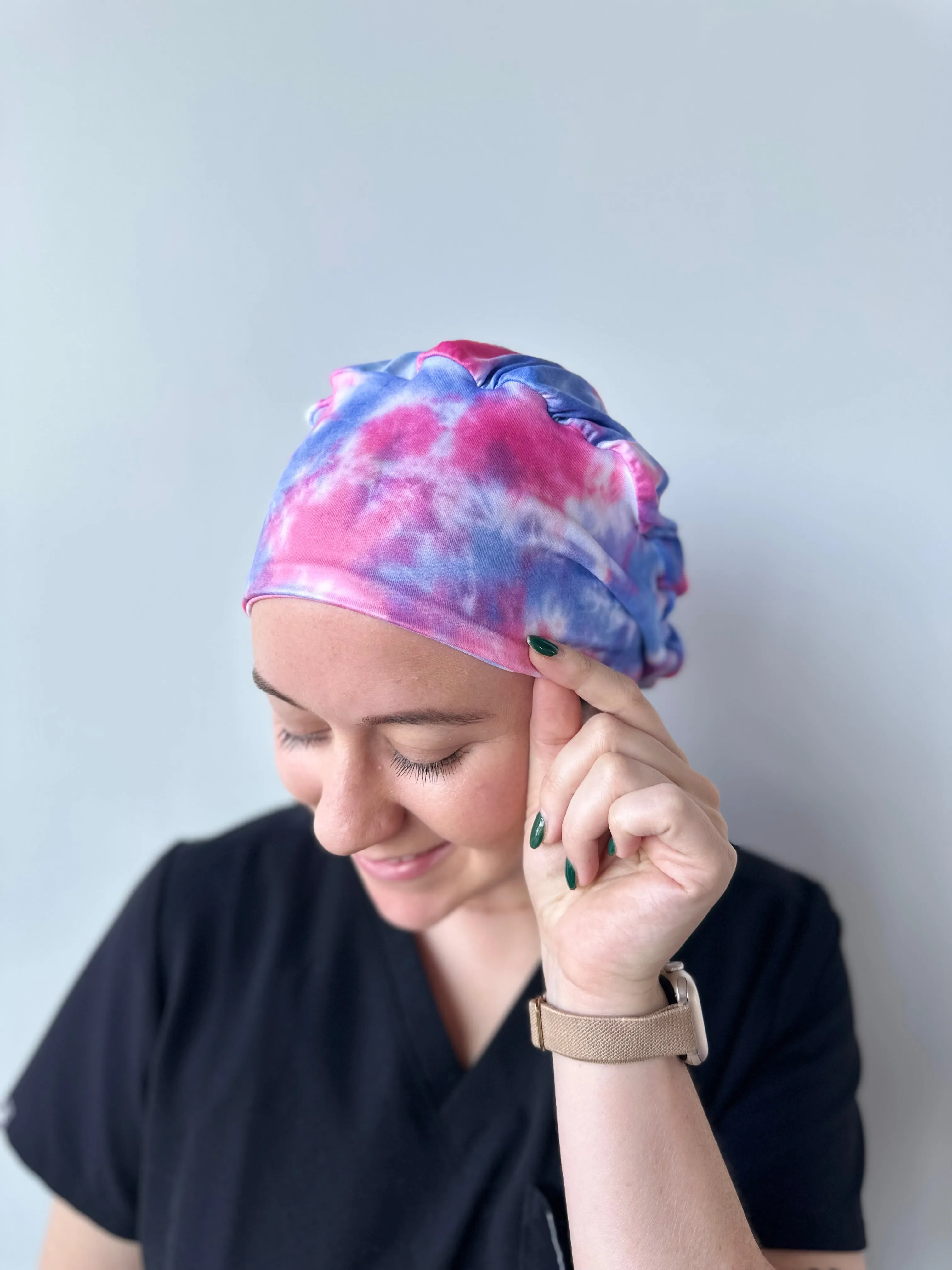 DuoStyle Scrub Hat - Blue & Pink Tie Dye