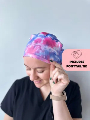 DuoStyle Scrub Hat - Blue & Pink Tie Dye