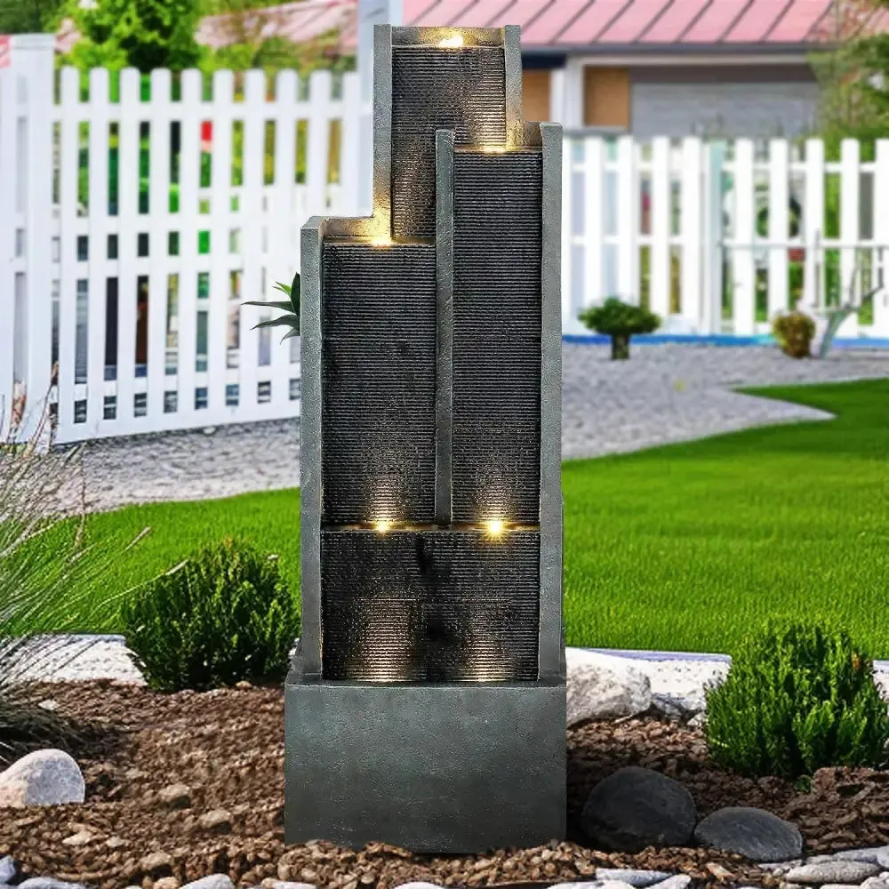 Earthen Bowl Cascading Waterfall Fountain for Indoor Outdoor