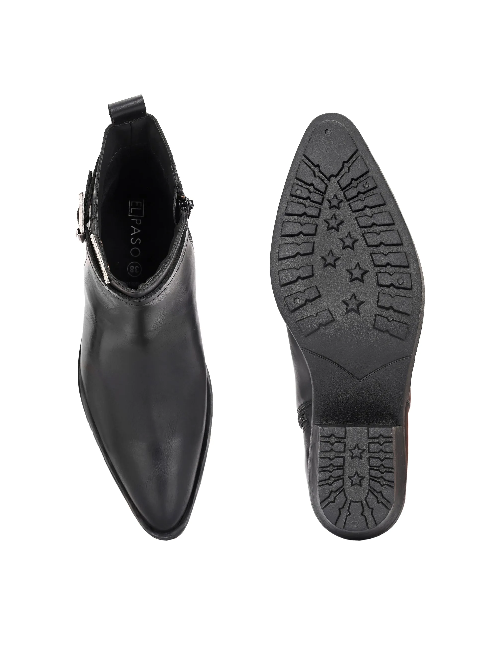 EL PASO Women Faux Leather Casual Slip On Boots